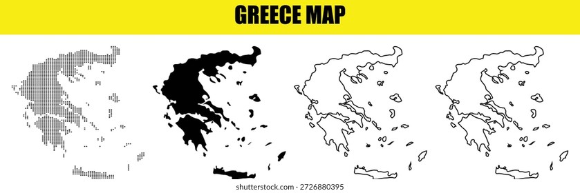 Greece Map Illustration Set - Geography Education
