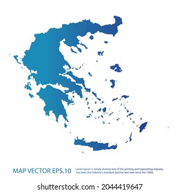 Griechenland-Karte , Infografik-Stil , blaue Farbverlauf-Farbe , auf weißem Hintergrund mit Map World. Drahtrahmen-3D-Maschen,