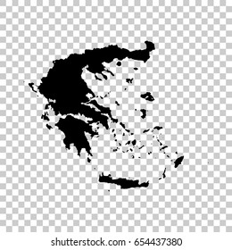 Greece map isolated on transparent background. Black map for your design. Vector illustration, easy to edit.