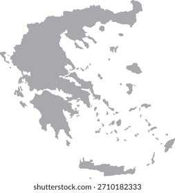 Greece Map Isolated Silhouette Grey Vector Map Editable