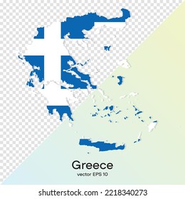 Griechenland-Karte einzeln auf transparentem bg-farbigem Hintergrund