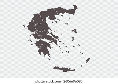 Greece Map Minimalist  High-Quality PNG  Ash Color on Transparent Background Perfect for presentations infographics educational materials and graphic design projects