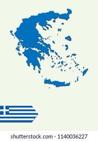 Greece map with national flag