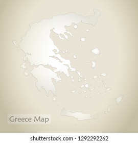 Greece map old paper background vector