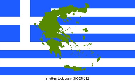 Greece map on a flag background