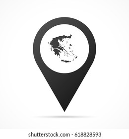 Greece Map on location pin. Map pointer isolated on a white background.
Conceptual vector illustration.
