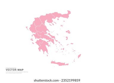 Greece Map - Pink abstract style isolated on white background for infographic, design vector.