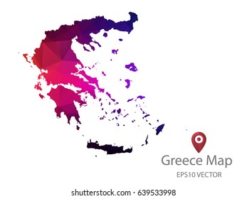 greece map polygon colorful vector eps10