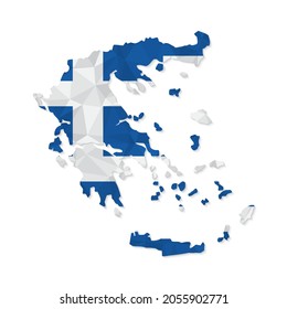 Greece map in polygonal style on white background. Vector illustration eps 10.