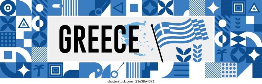 GREECE Map and raised fists. National day or Independence day design for GREECE celebration. Modern retro design with abstract icons. Vector illustration.