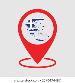 Greece map with a red location pin icon, featuring the map of Greece in an isolated design. Perfect for business, travel, and location-based projects