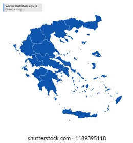 greece map with regions vector illustration on white background