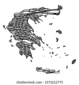 Greece map scrible sketch line art vector design isolated on white background