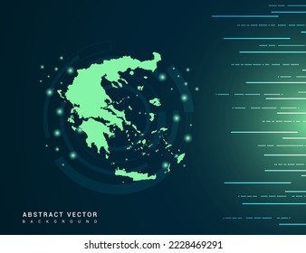 Greece map of technology green futuristic Background vector.
