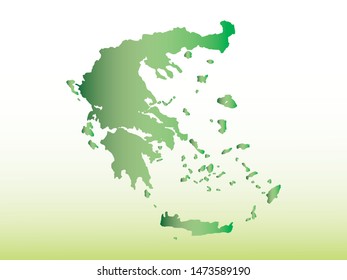 Greece map using green color with dark and light effect vector on light background illustration