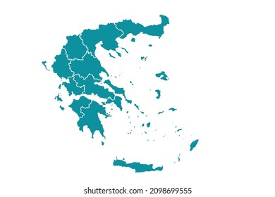 Mapa vectorial de Grecia, ilustración vector de diseño abstracto Eps 10. color de la paleta de color marino. Alto detalle sobre fondo blanco.