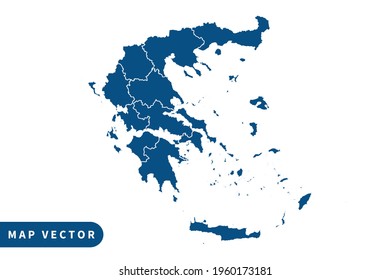Greece map vector, blue color . on white background. vector eps 10.