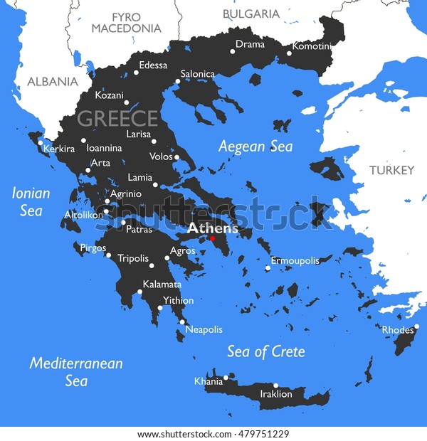 Greece Map Vector Detailed Color Greece Stock Vector (Royalty Free ...