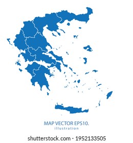 vector de mapa de grecia EPS.10 color azul. sobre fondo blanco.