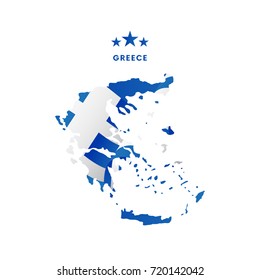 Greece map with waving flag. Vector illustration.