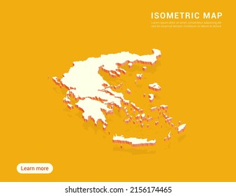 Greece map white on yellow background with 3d isometric vector illustration.