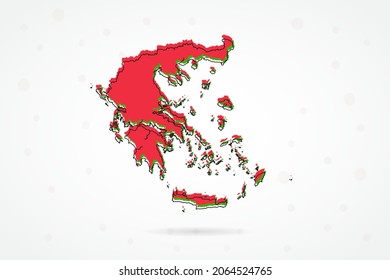 Greece Map - World Map International vector template with including red, green and black outline sketch isolated on white background - Vector illustration eps 10