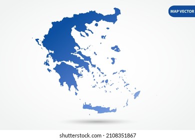 Mapa de Grecia - Mapa mundial Modelo vectorial internacional con color degradado azul aislado en fondo blanco para diseño, educación, sitio web, infografía - Ilustración vectorial eps 10