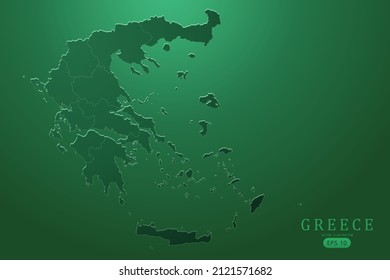 Mapa de Grecia - Mapa mundial Planilla vectorial internacional con alto nivel de degradado verde aislado en fondo verde para diseño, infografía - Ilustración vectorial eps 10