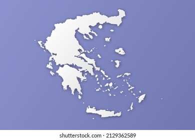 Mapa de Grecia - Mapa mundial Modelo vectorial internacional con estilo de papel que incluye sombra y color blanco sobre fondo morado para diseño, infografía, banner - Ilustración vectorial eps 10