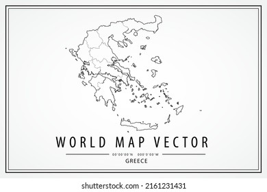 Greece Map - World Map International vector template with High detailed thin black line and outline graphic sketch style isolated on white background - Vector illustration eps 10