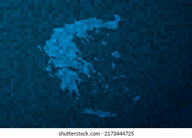 Mapa de Grecia - Mapa mundial de la plantilla vectorial internacional con estilo tecnológico aislado en el fondo de píxeles azules para educación, diseño, sitio web, infografía - Ilustración vectorial eps 10