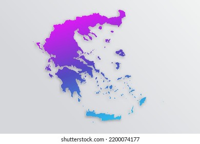 Greece Map - World map International vector template with 3D, paper style including shadow and Gradient blue, purple color on grey background for design, infographic - Vector illustration eps 10