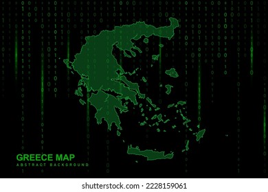 Greece Map - World Map International vector template with Matrix green binary computer code background including light for design, website, hacker concept - Vector illustration eps 10