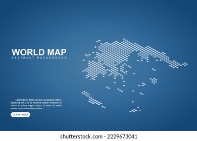 Greece Map - World map International vector template with isometric top and white pixel, grid, grunge, halftone style isolated on blue background for design, web - Vector illustration eps 10