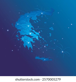 Greece map world internet network