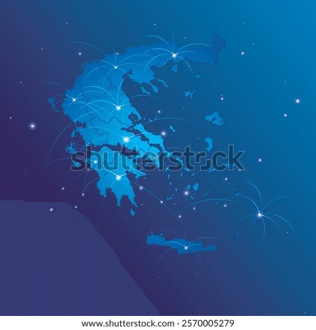 Greece map world internet network