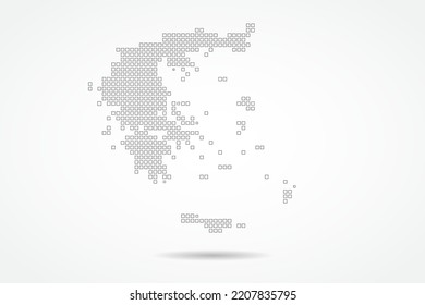 Greece Map - World map vector template with square pixel thin black and outline sketch style isolated on white background for education, infographic, design - Vector illustration eps 10