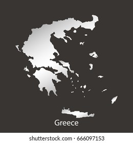 Greece map,border with chrome,metal shine gradient. Vector illustration
