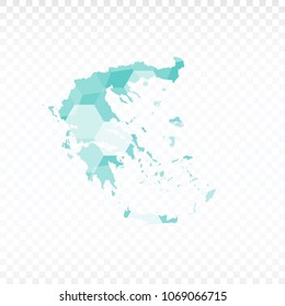 Greece map-Polygonal map is made of colorful hexagons using the gradient method. On a plain background. Vector illustration eps 10.