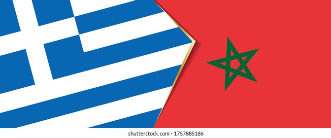 Greece and Morocco flags, two vector flags symbol of relationship or confrontation.