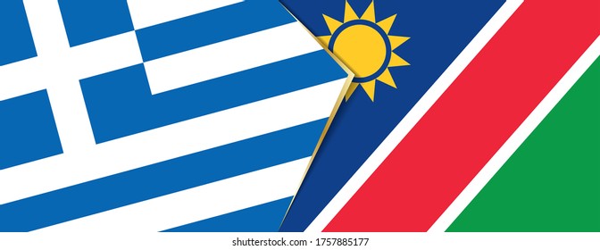 Greece and Namibia flags, two vector flags symbol of relationship or confrontation.