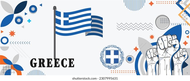 Pasos vectores de diseño de banderas del día nacional de Grecia