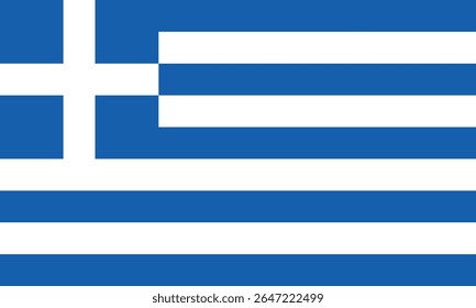 Greece National Flag – Blue and White Stripes with White Cross on Blue Canton – High Quality Vectorial Stock Image