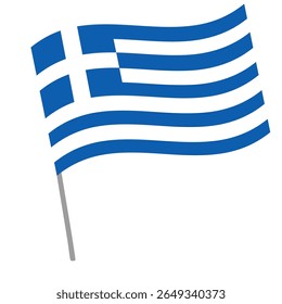 Bandeira nacional da Grécia flutters com mastro