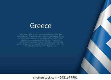 Greece national flag isolated on dark background with copyspace