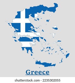 Diseño Del Mapa De Bandera Nacional De Grecia, Ilustración De La Bandera De Grecia Dentro Del Mapa