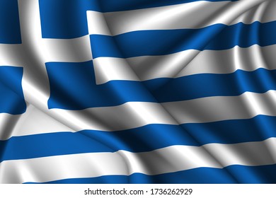 Bandera nacional griega de seda. Textura de tela vectorial