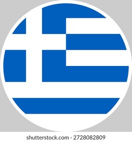 Ilustración vectorial nacional de la bandera de Grecia en forma de círculo, diseño de alta calidad
