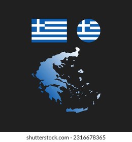 Greece national map and flag vectors set....