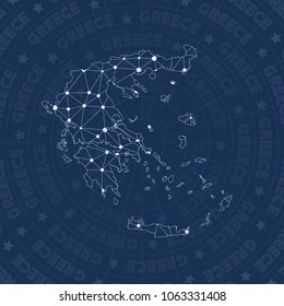 Greece network style country map. Imaginative space style, modern design for infographics or presentation.